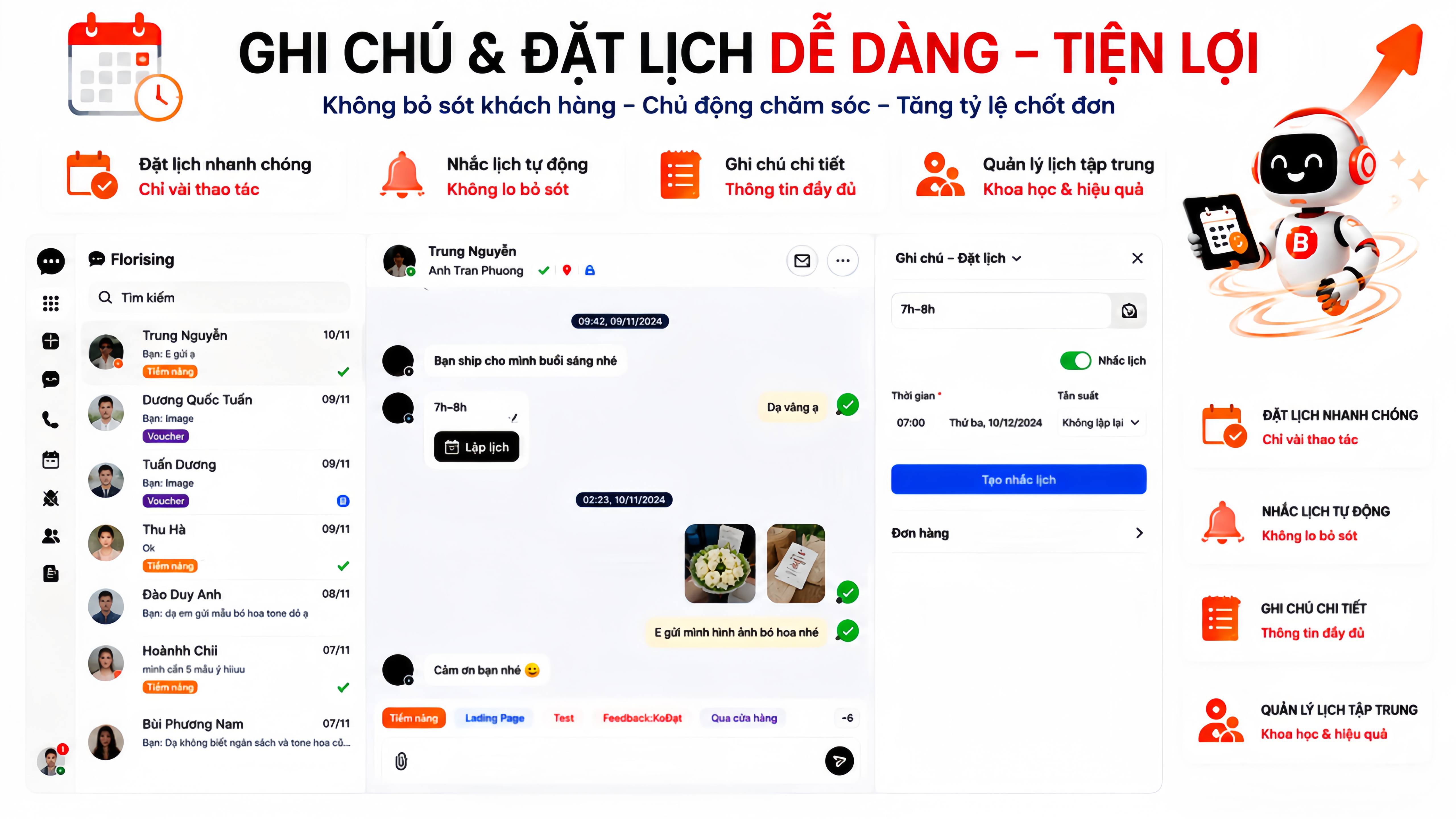 Tính năng ghi chú và lập lịch